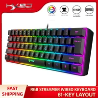 HXSJ 60  Wired Keys Gaming Keyboard RGB Backlit Ultra Compact Mini Keyboard Business For MAC PS4 Gamer