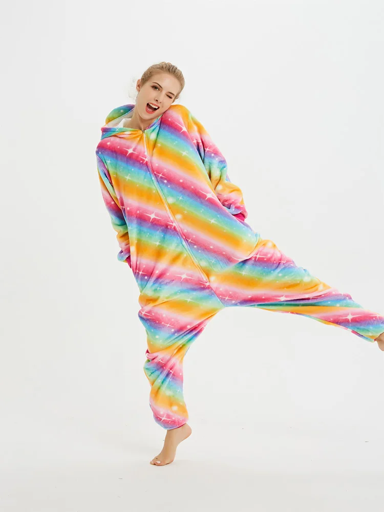 Новые зимние женские и мужские пижамы унисекс для взрослых с милым