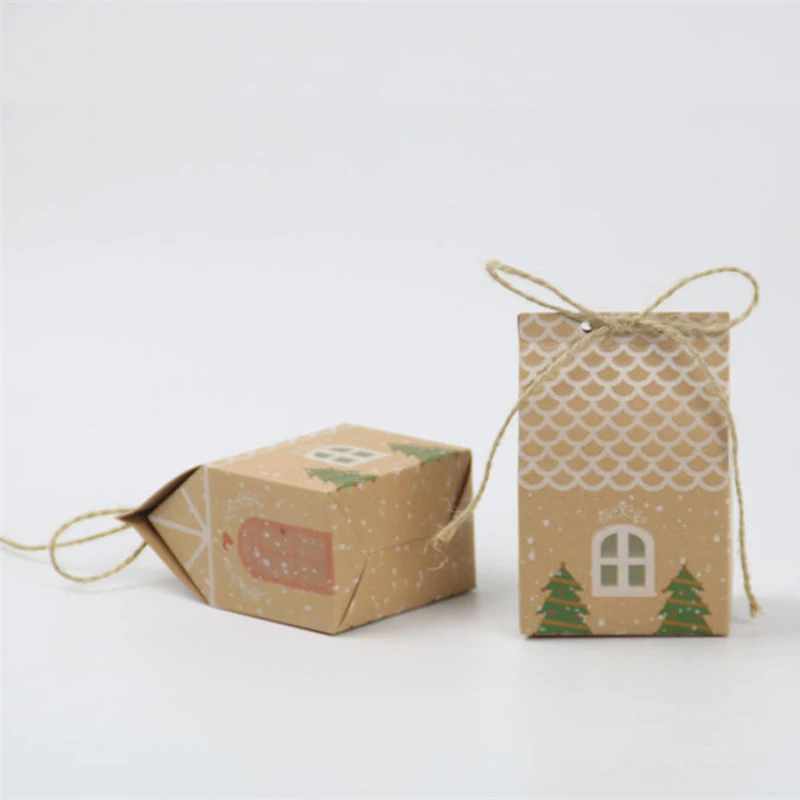 25 шт Бумага для поделок в стиле ретро новогодняя елка с домиками коробка конфет