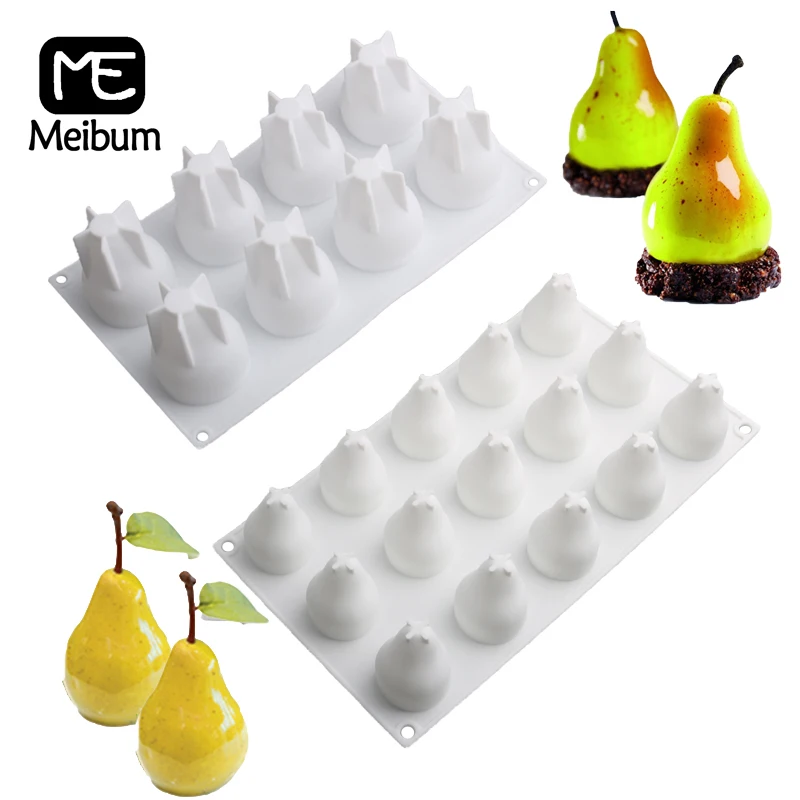 

Meibum 8/15 Cavity Silicone Cake Molds Pear Design Mousse Pastry Bakeware Party Dessert Baking Tools Kitchen Chocolate Moulds