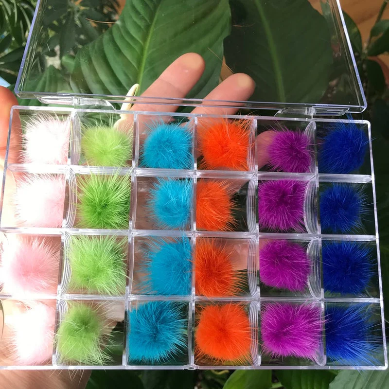 

24Pcs/Box Dropship New 2021 Fluffy Magnetic Nail Balls Pom Pom Charm 24 PC Magnetic Nail Pom Poms Box, Colorfull Nail Pom Poms