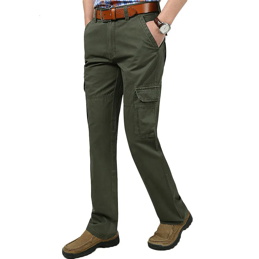 Брюки карго мужские прямые из хлопка Брендовые повседневные штаны дышащие
