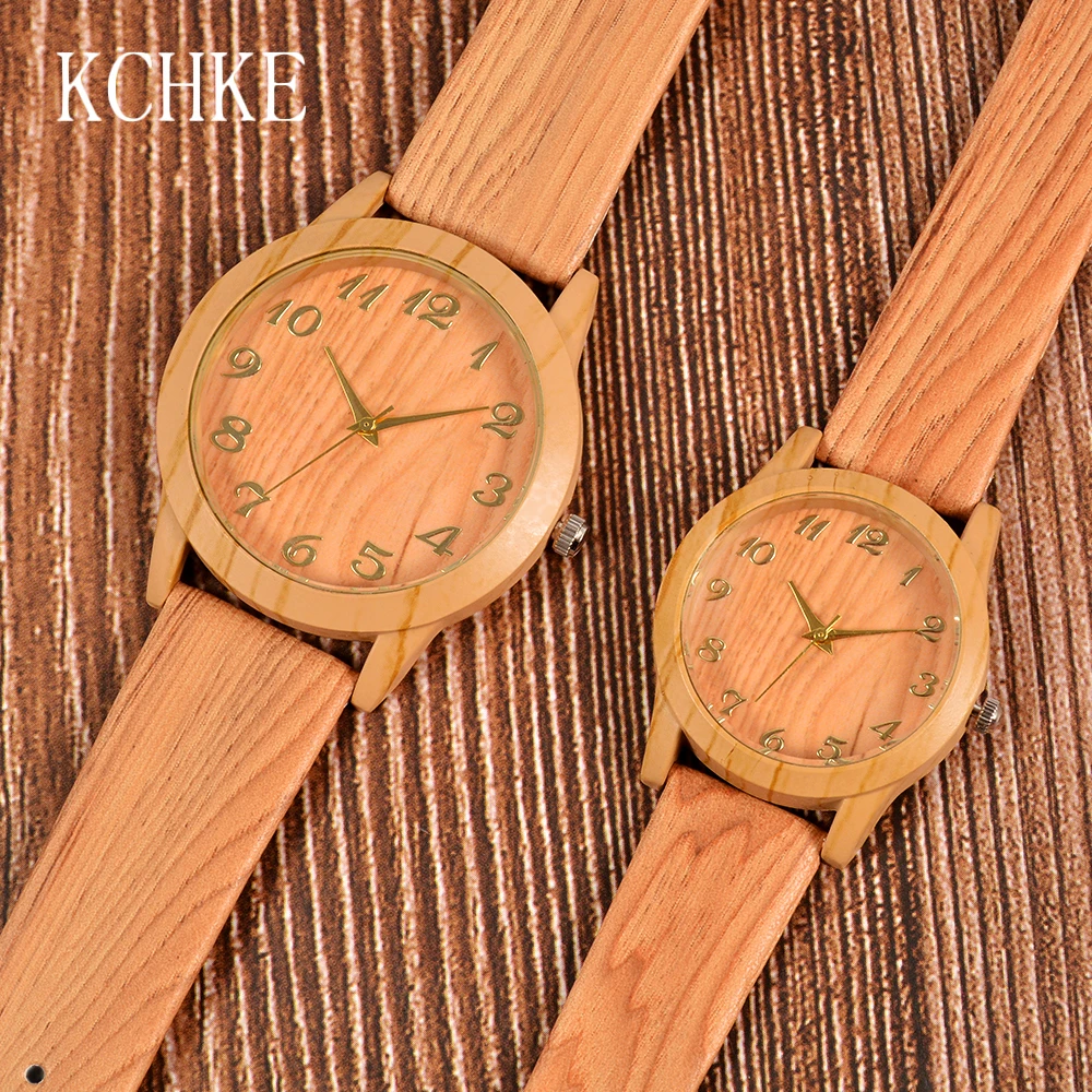 KCHKE 2020 горячая Распродажа мужские часы деревянные кожаные часы|Кварцевые часы| |
