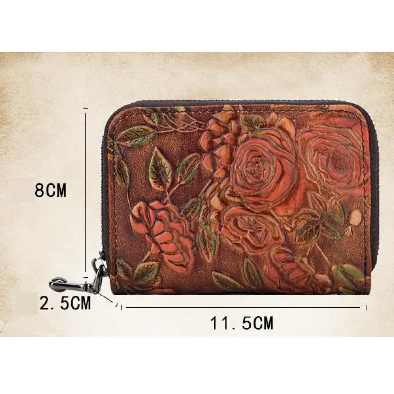 Женский винтажный кошелек Johnature из натуральной кожи на молнии с цветочным