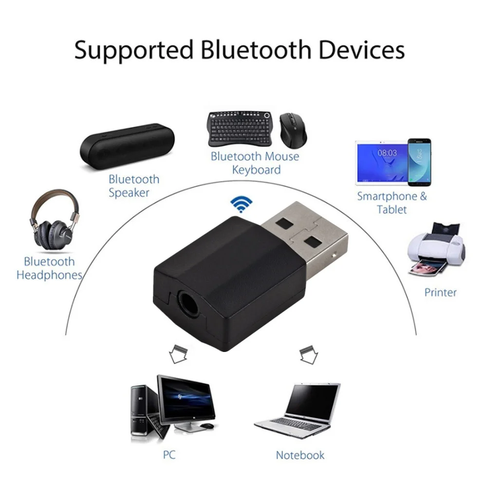 LccKaa беспроводной USB Bluetooth 5 0 передатчик приемник Мини 3 мм AUX стерео музыкальный