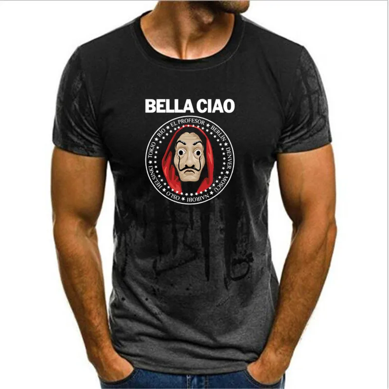 

Gradient men Funny Design La Casa De Papel T Shirt Money Heist Tees TV Series Tshirts Men Short Sleeve House of Paper T-Shirt