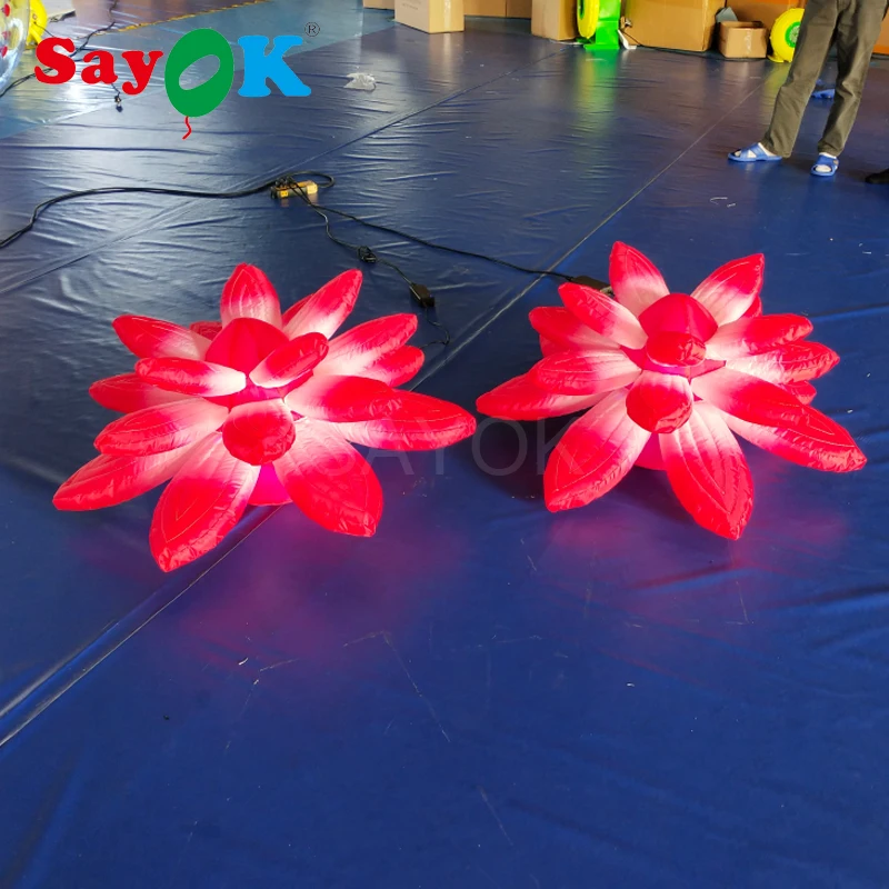 Надувной цветок лотоса надувной земли украшения освещение цветение с красочными