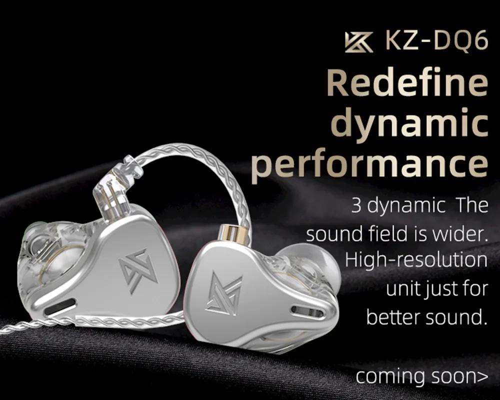 Наушники-вкладыши KZ DQ6 3DD Hi-Fi музыкальная Спортивная гарнитура с 2PIN CableKZ ZAX ZSX ASX ZS10