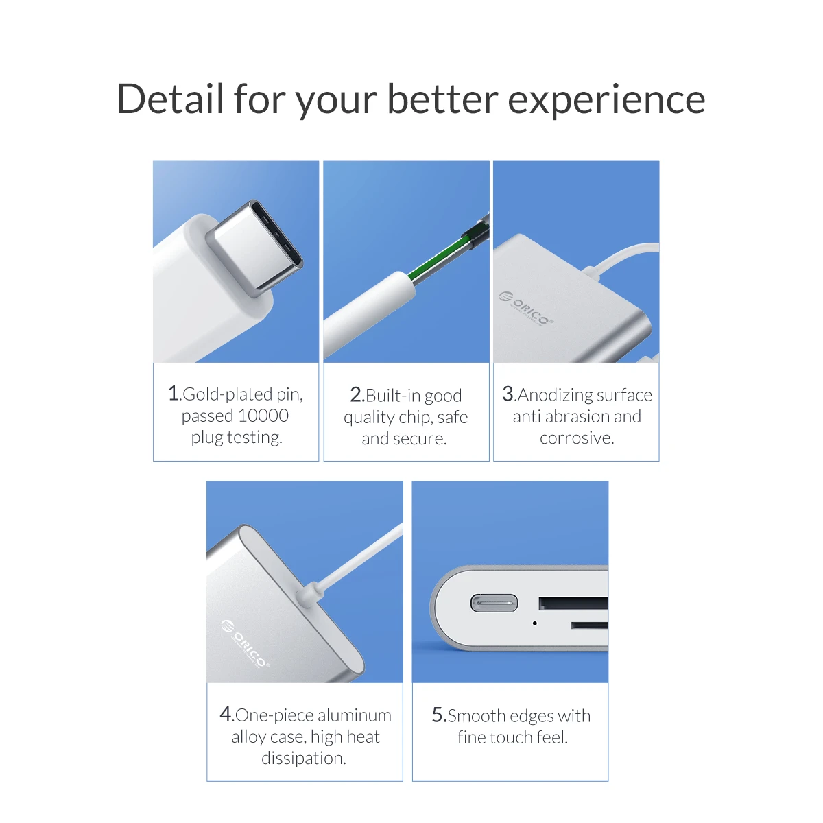 ORICO USB C концентратор type C для мульти USB 3,0 TF/SD разветвитель PD зарядный адаптер док-станция для MacBook Pro аксессуары samsung Galaxy S9