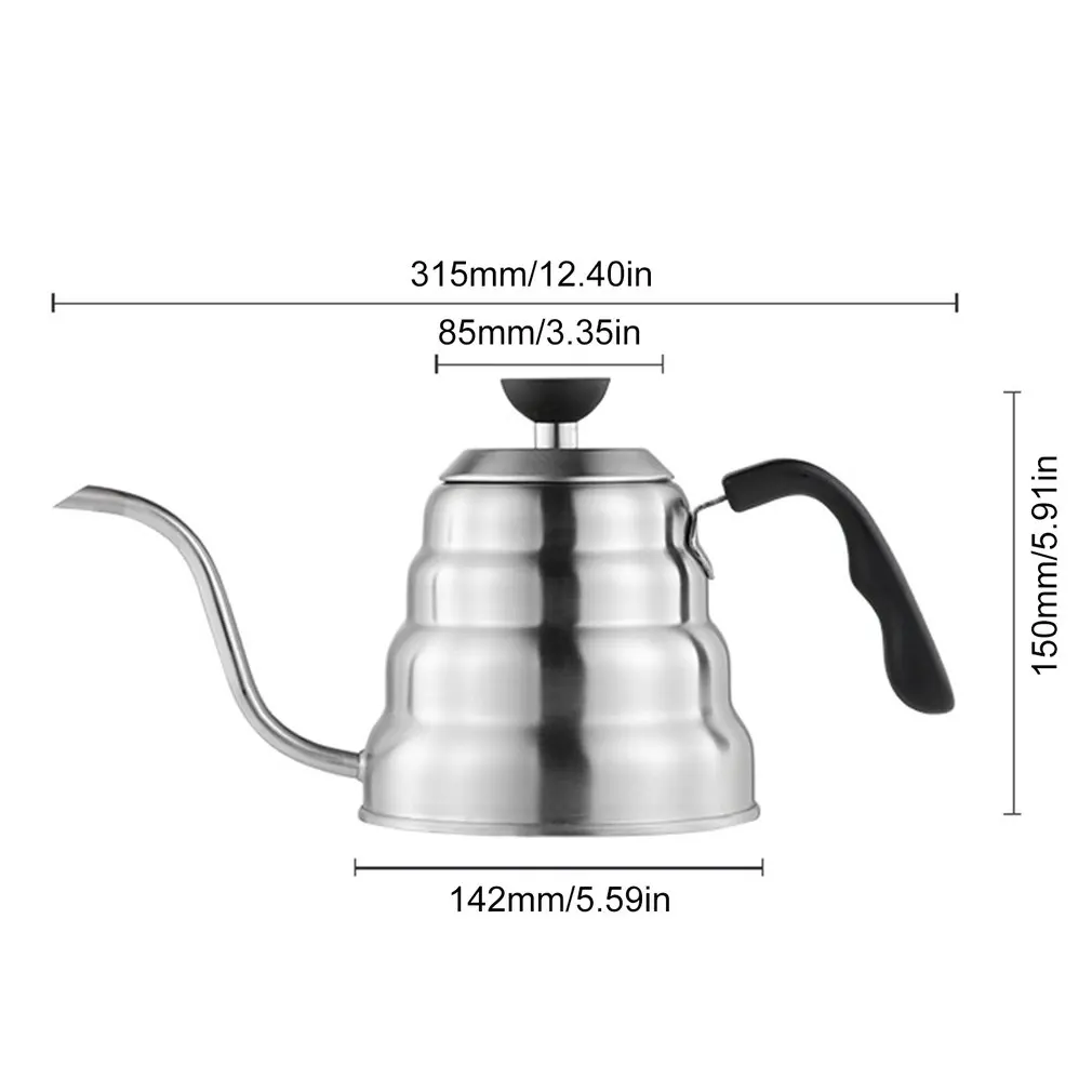

1200ML Swan Neck Kettle 304 Stainless Steel Coffee Pot Resin Anti-scald Handle Slender Mouth Pot Durable Suitable For All Stoves