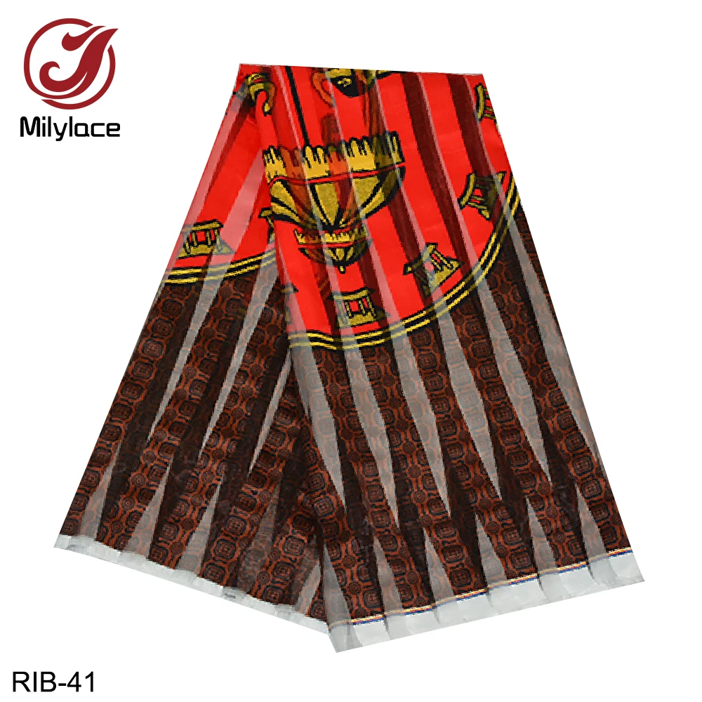 RIB-41 Горячая Распродажа, африканская ткань из органзы с принтом и ленты, плотная лента для одежды, материал RIB-04 - Цвет: RIB-41