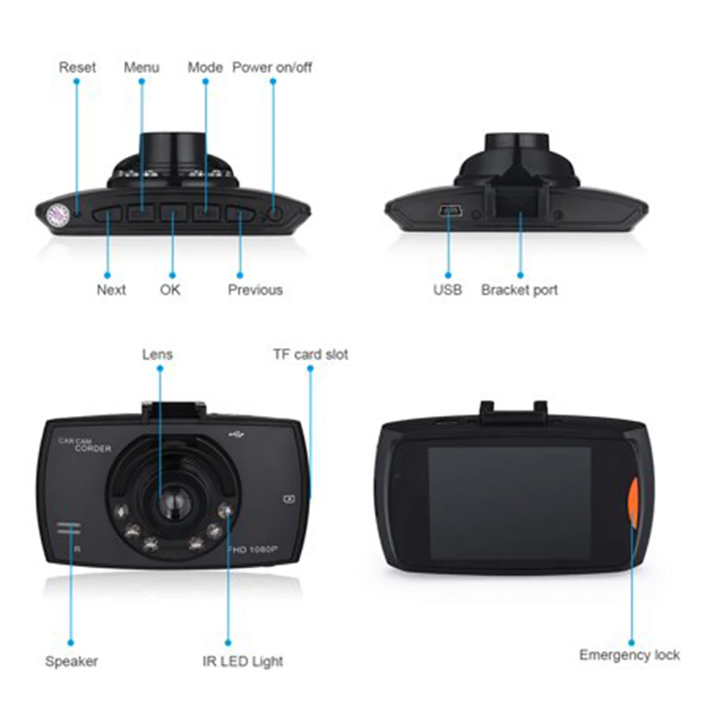 G30 2 4 &quotАвтомобильный видеорегистратор камера Full HD 1080P Автомобильный Dash Cam 120