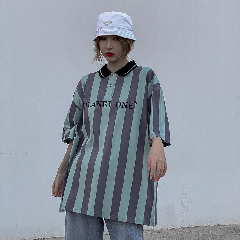 Embroidery Letter Men Hawaiian Shirt 2021 Hip Hop Shirt Streetwear Striped Shirt Harajuku Beach Shirt Summer Tops Short Sleeve