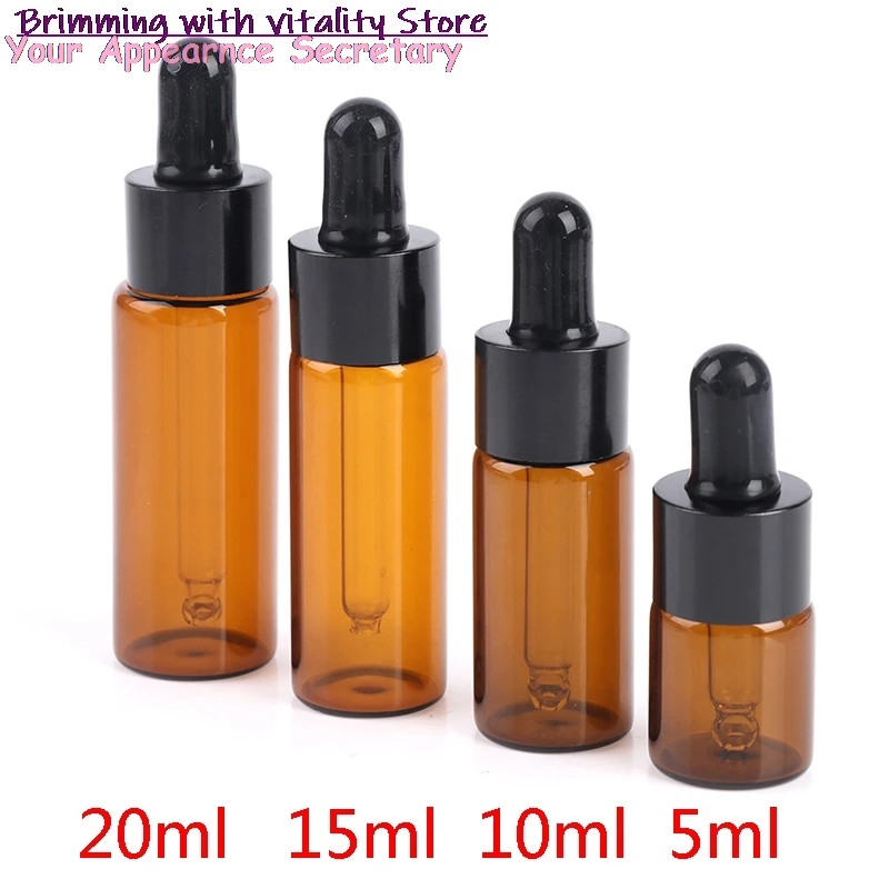 

5pcs/lot Amber Glass Pipette Bottle Jars Cosmetic Perfume Essential Oil Bottles