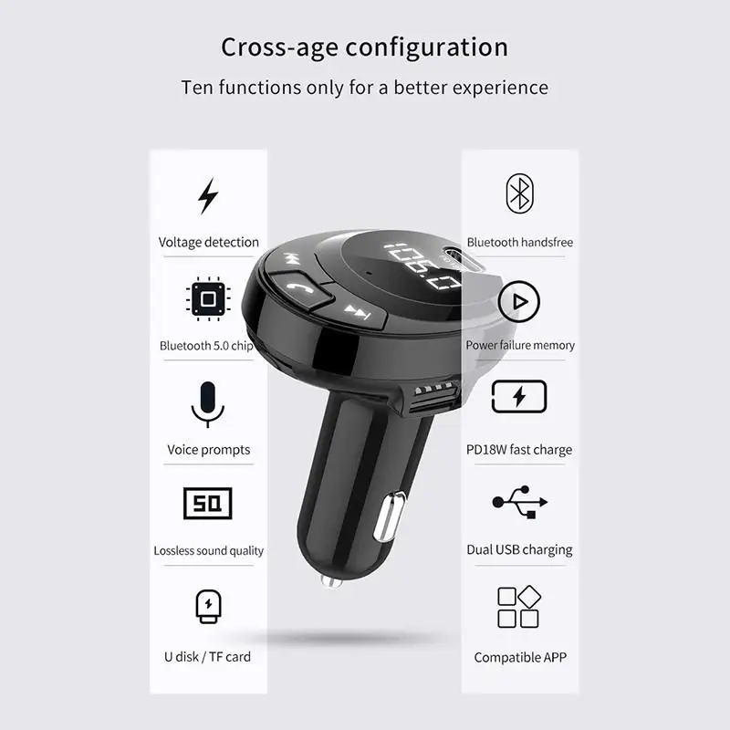 Автомобильный fm-передатчик с Bluetooth 5 0 fm-модулятор аудио mp3-плеер 3 режимами