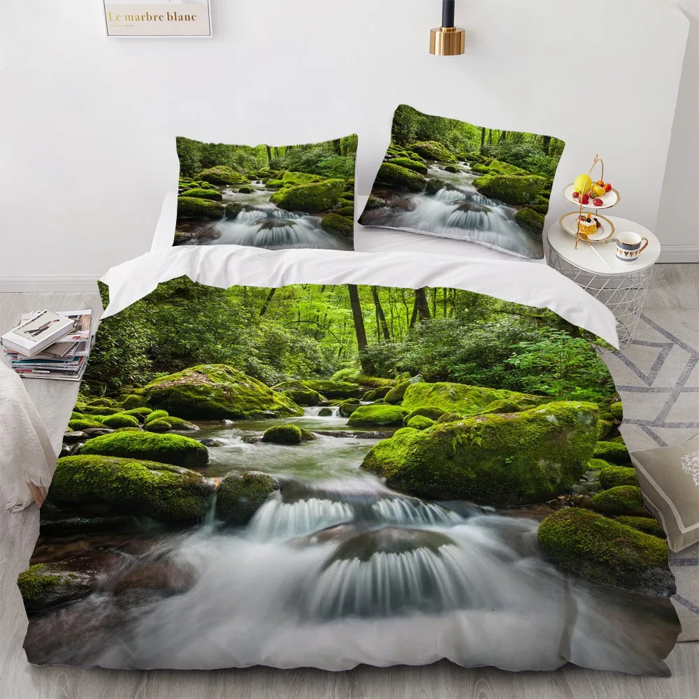 

Mountains Duvet Cover Sets 3D Custom Design Landscape Bed Pillow Cases 200*230cm Full Twin Double Size White Bedclothes