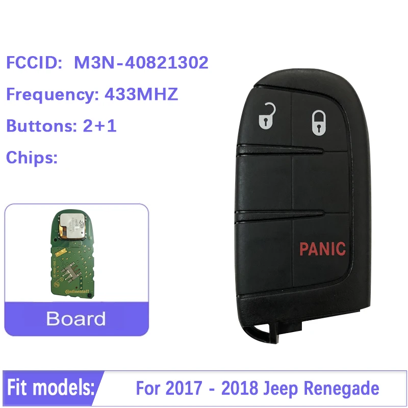 

CN086023 оригинальные 2 + 1 Тревожная кнопка 2017-2018 jeeprenegade смарт-ключ FCC, аддитивного цветового пространства (ID M3N40821302 HITAG 128-Bit AES