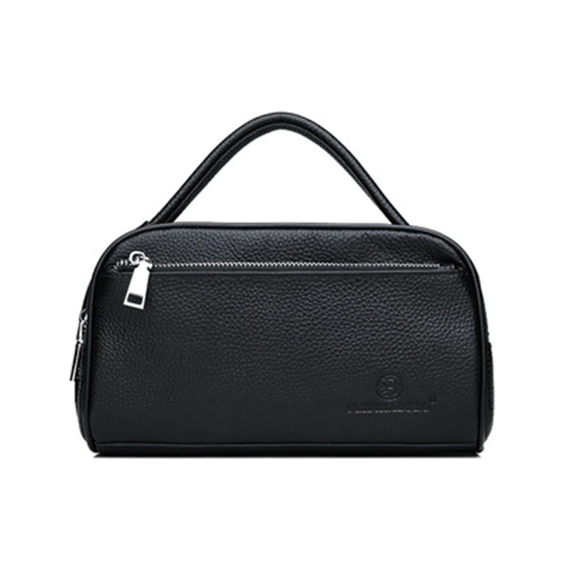 

2021 New Casual Simple Shell-Shaped Clutch Black Zipper Bag Leather JT450018