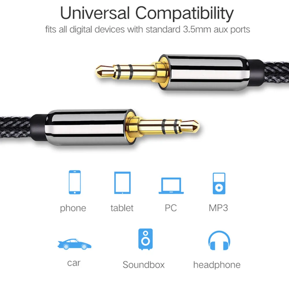 Кабель AUX 3 5 мм кабель для колонок MP3 MP4 плеера ТВ приставки динамика аудиокабель