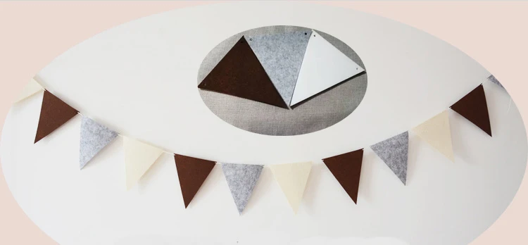 18 Flags Khaki Brown Felt Banner Garlands Birthday Bunting Pennant Baby Shower Wedding Garland Party Decoration Supplies | Дом и сад