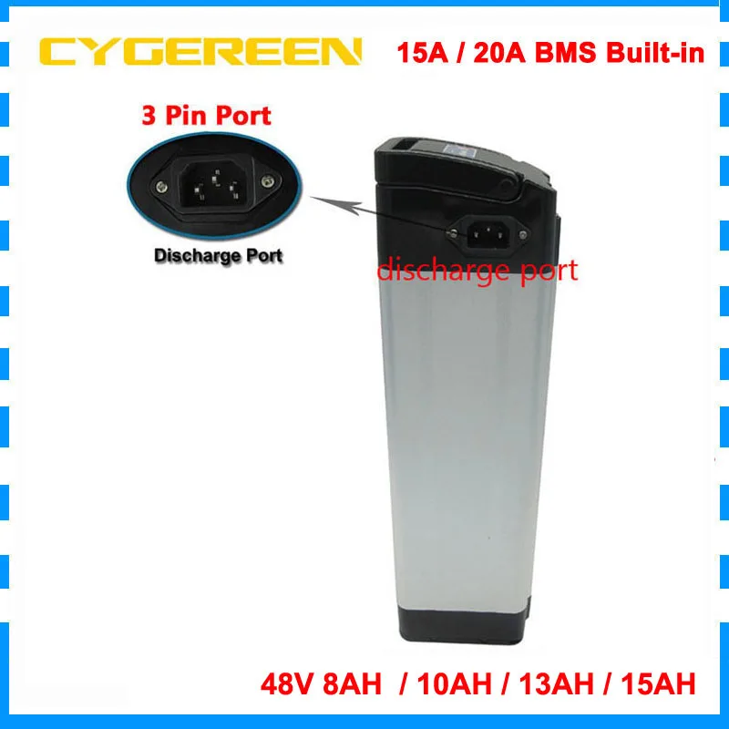 

500W 48V 10AH 20AH Silver Fish Battery 750W 1000W 48 V 13AH 15AH Lithium Ebike Akku Battery pack With BMS 54.6V 2A Charger