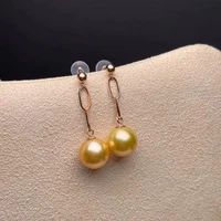 shilovem 18k yellow gold natural freshwater pearls drop earrings fine jewelry women trendy wedding plant new myme8 5 9662zz