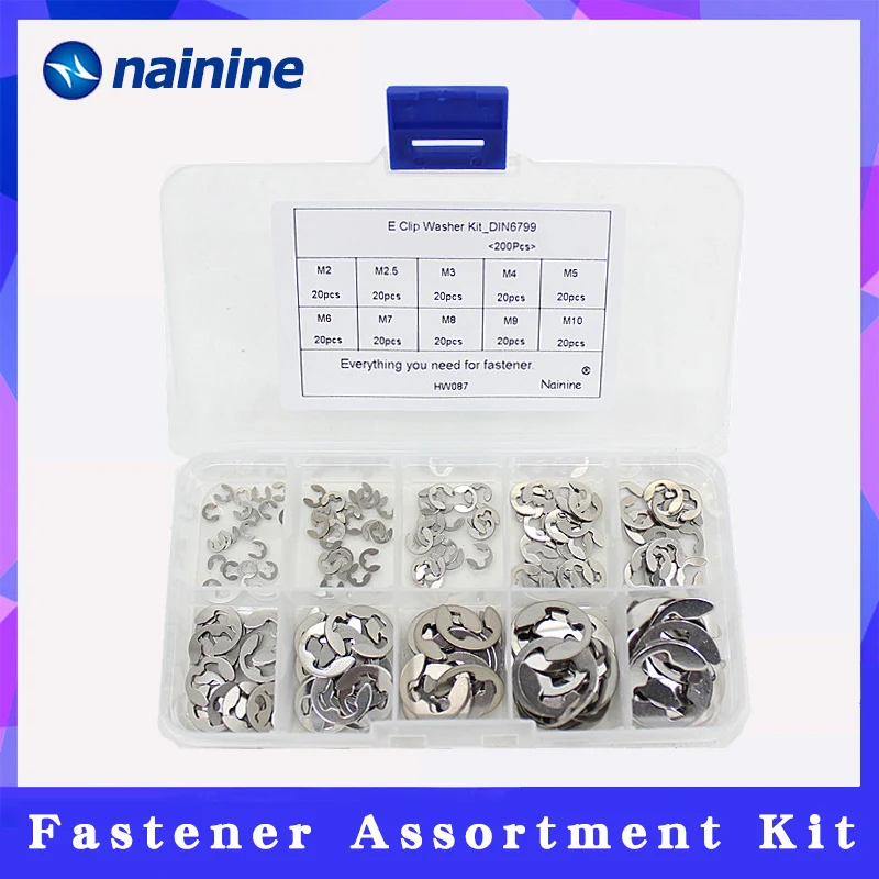 Комплект шайб в ассортименте 200 шт./компл. из нержавеющей стали 304 комплект 2 3 4 5 6 7 8