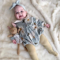 in stock 2021 baby romper autumn and winter wawa one piece ins embroidered corduroy blue daisy doll collar romper