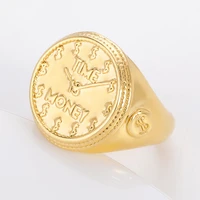 vintage fashion time is money rings for men punk jewelry retro totem gothic clock male ring women hip hop finger bands gift