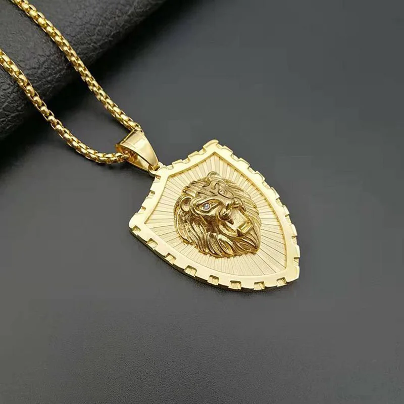 В стиле хип хоп золото Цвет ожерелье из нержавеющей стали Мужской Лев Кулоны для