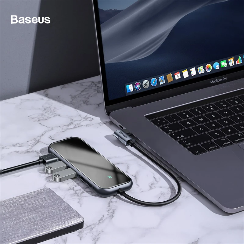 Baseus Мульти USB C 3,0 концентратор с 3 портами Usb TF+ SD карта Тип C Usb концентратор к USB 3,0 HD4K для Macbook Pro с 3,5 мм аудио разъем
