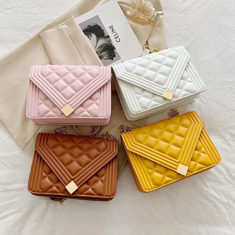 

Luxury Design Diamond Lattice Shoulder Crossbody Bag for Women 2021 New Small Purses Handbags Ladies Messenger Bags Qualited