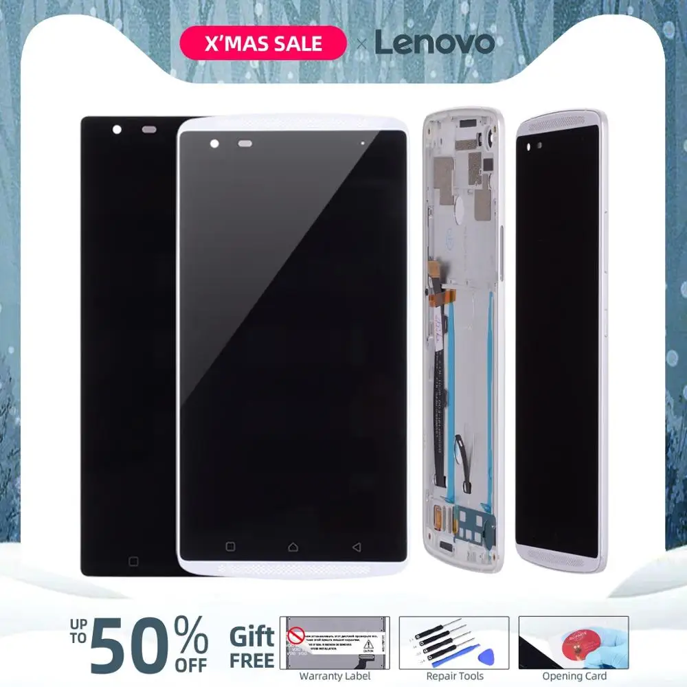 Дисплей для Lenovo Vibe X3 LCD X3C50 X3C70 X3A40 в сборе с тачскрином на рамке черный белый