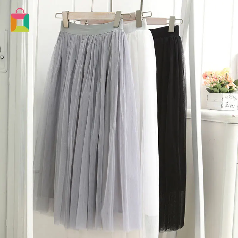 Модные тюлевые юбки для женщин летняя эластичная длинная сетчатая пляжная юбка с