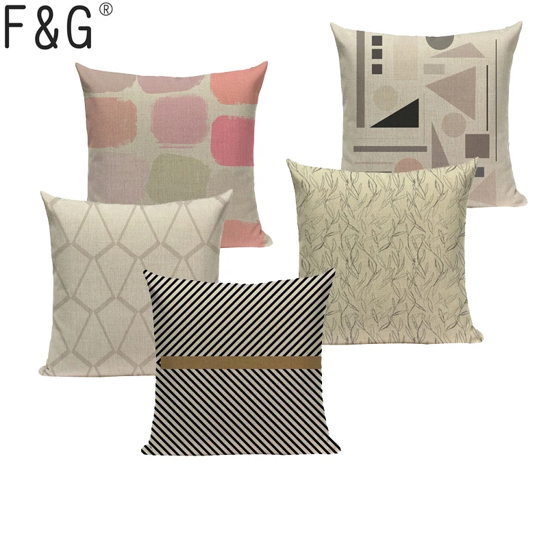 

Полоски с геометрическими линиями, пастельные точки, чехол для подушки с бриллиантами, искусство, автомобиль, диван, домашний декор, льняная...