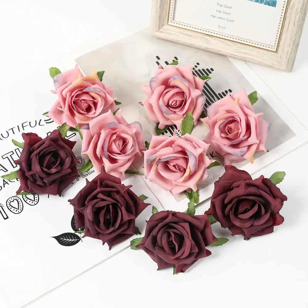 

5PCS Silk Artificial Rose Flower Head New Year Party Wedding Home Decoration DIY Valentine's Day Garland Wall Vase Desktop Decor