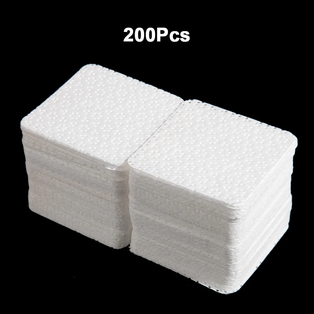 200Pcs Средство для удаления ногтей, хлопковые салфетки, УФ-гель для ногтей, для снятия лака, очиститель, без ворса, бумажный коврик для ногтей, инструменты для чистки маникюра - Цвет: 200Pcs