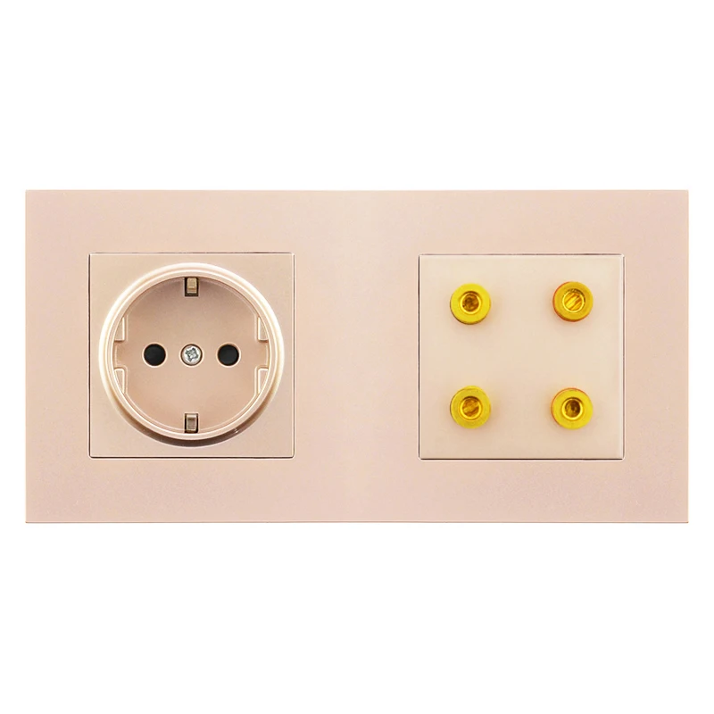 

Avoir DE EU RU Plug Socket Music Sound Speaker Audio Jack Socket Plastic Panel Double Power Electrical Outlet
