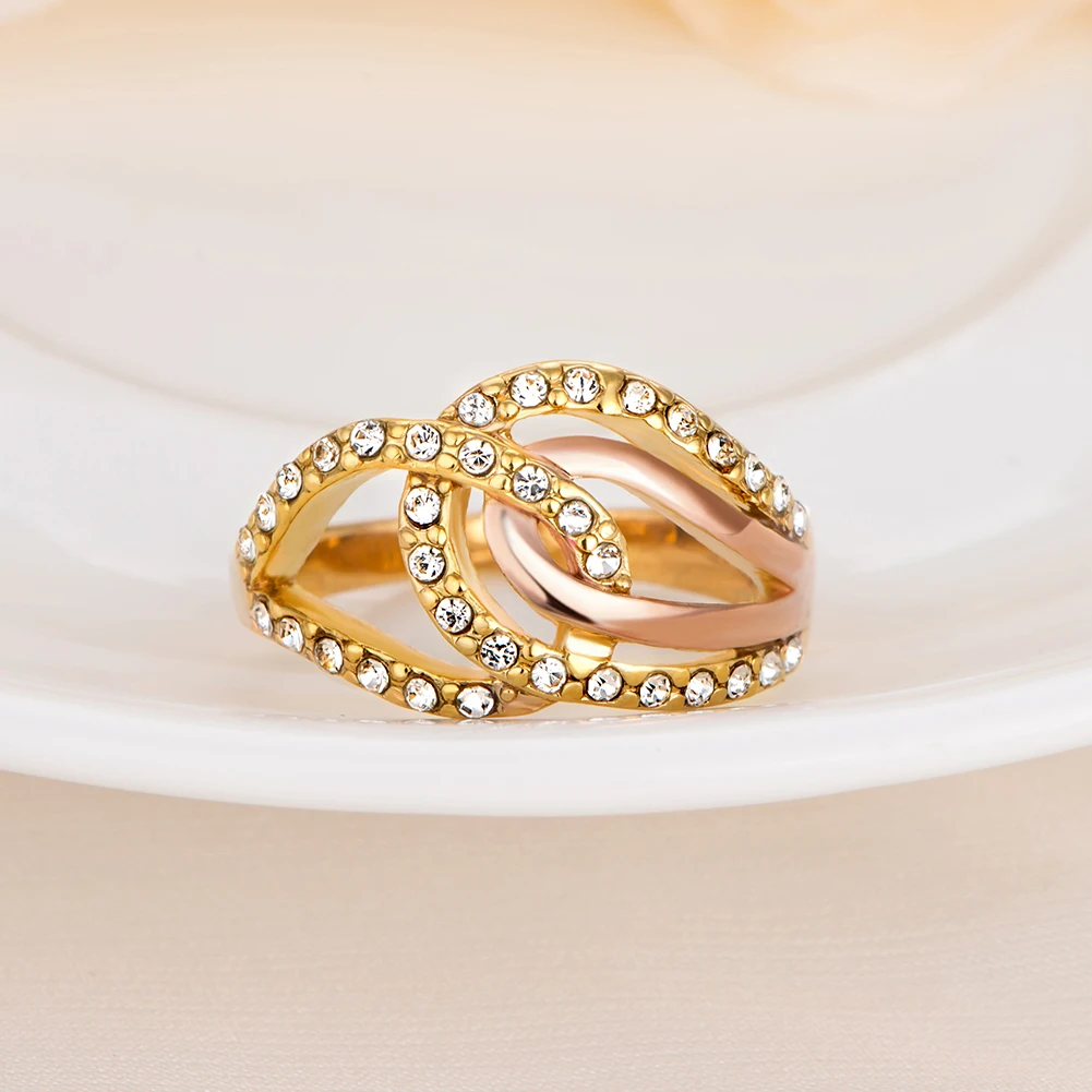 

European and American style environmentally friendly gold drop ring R254-8