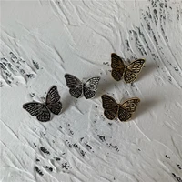 2021 vintage gothic punk black metal butterfly shape stud earrings for women trendy best gift fashion jewelry accessorie