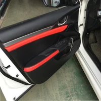for honda civic 10th gen 2016 2017 4pcs door armrest panel microfiber leather cover black with red splice