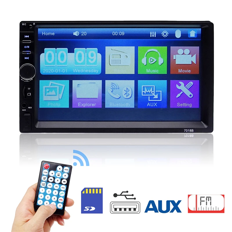 2 Din 7 '' Touch Screen Car Radio Autoradio 7018B Universal Bluetooth-compatible MP5/FM Audio Stereo Multimedia Remote Control