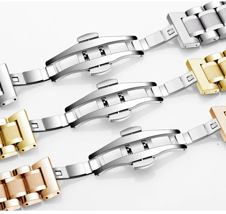 Ремешок из нержавеющей стали для наручных часов однотонный браслет с пряжкой