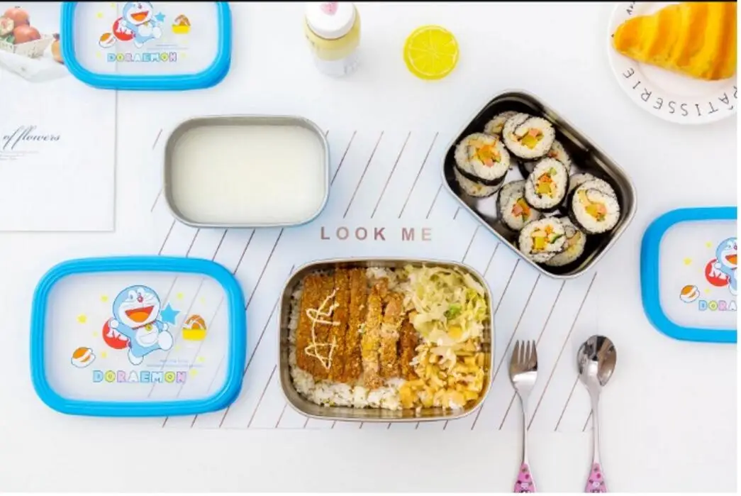Мультфильм KT Doraemon SUS304 Bento Box контейнер для еды и обедов 470 мл 900 мл 1400 мл