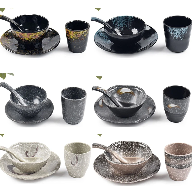 Набор тарелок из черного мрамора классические Тарелки и блюда с голубым алмазным