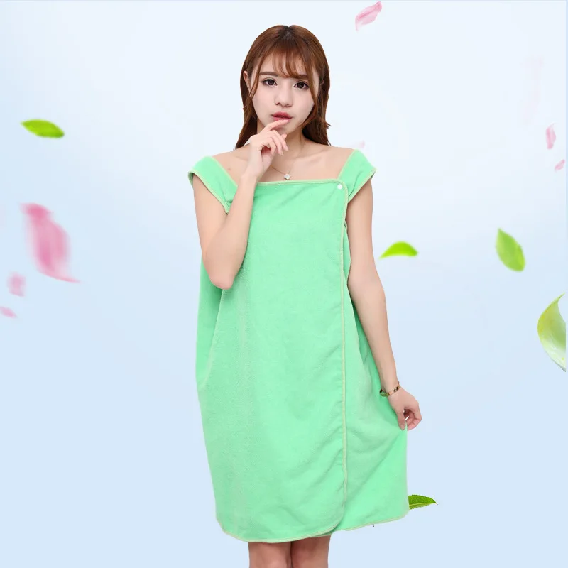 

New arrival With Button Women Fast Drying Wearable Bath Towel Shower SPA Wrap Body Beach Bathroom Bathrobe