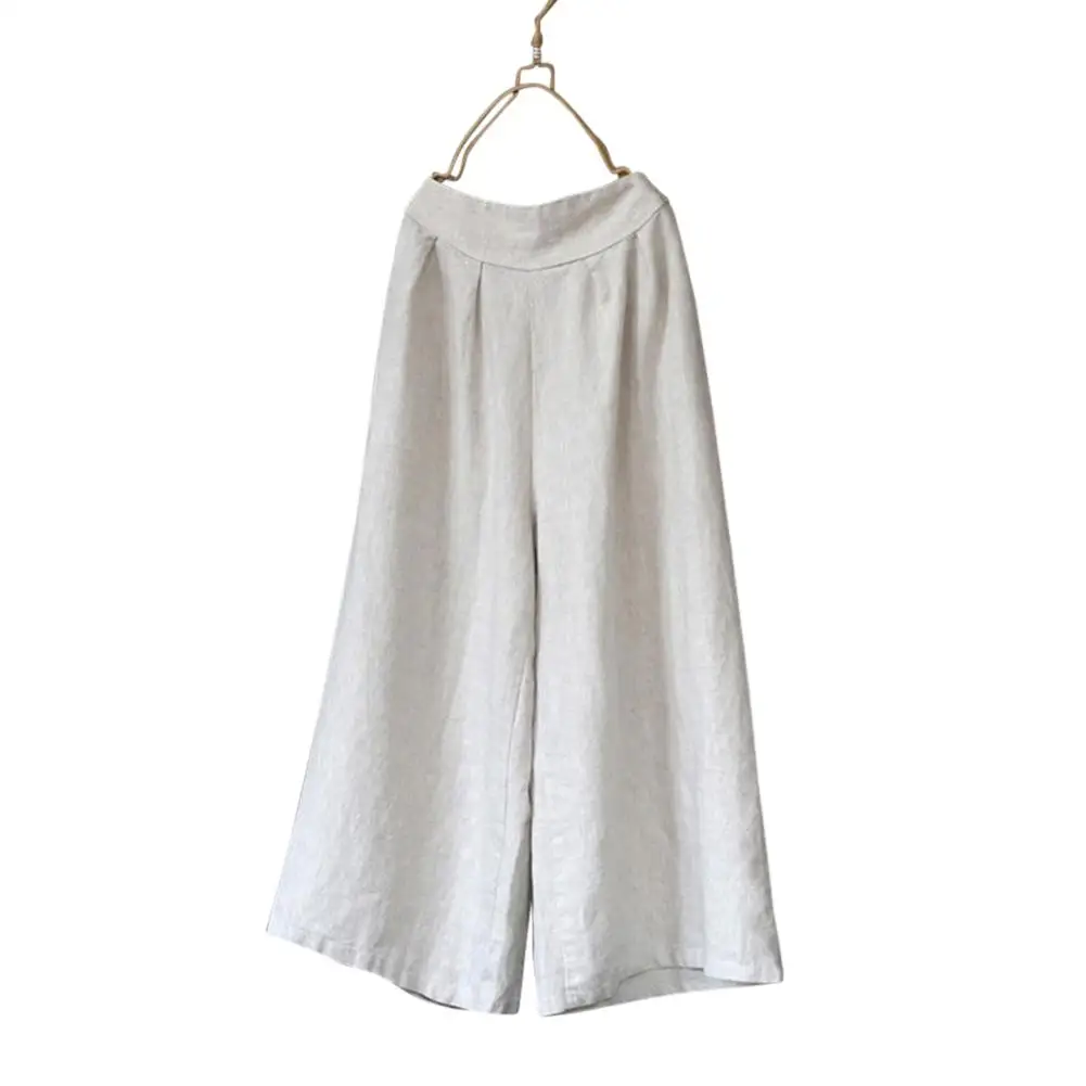 

MISSKY женские брюки свободные хлопковые и льняные широкие брюки белье чистых тонов укороченные брюки для женщин на лето и весну