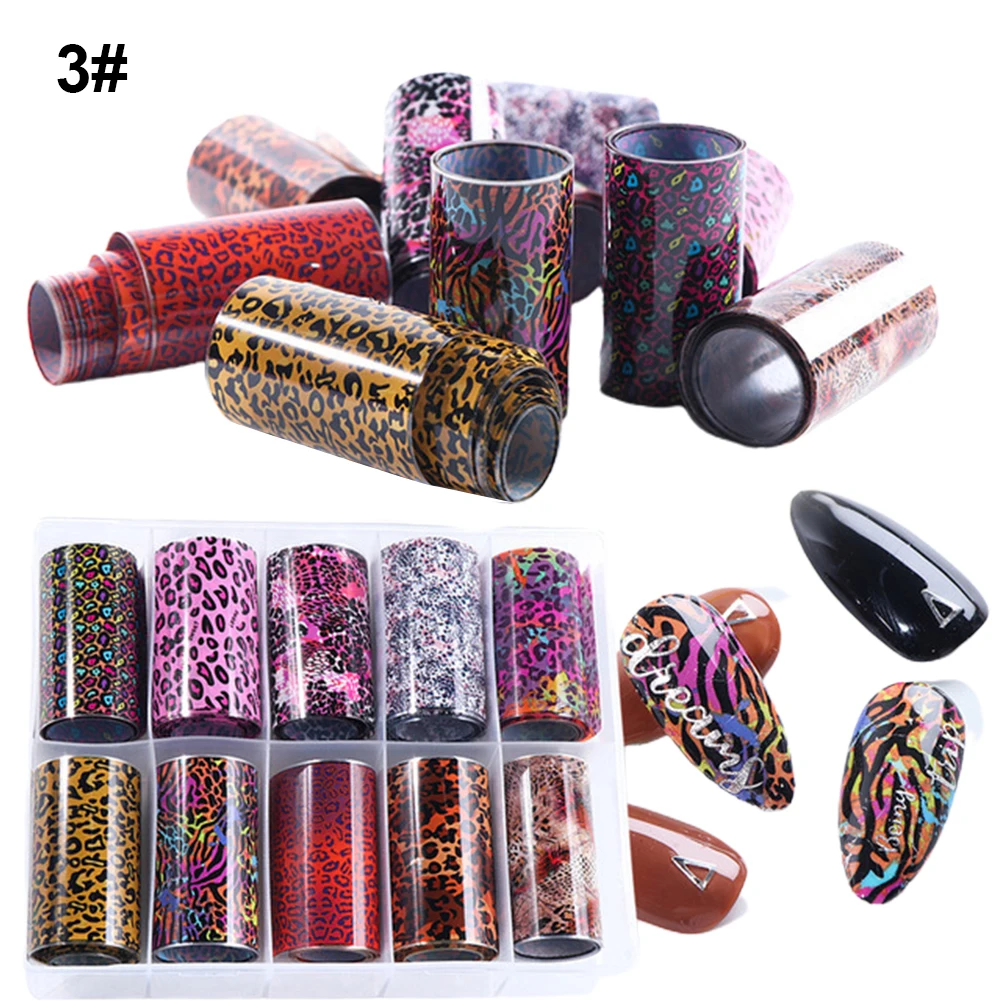 

Adhesive Snakeskin Leopard Transfer Foil Decal Nail Art Stickers Manicure Decor