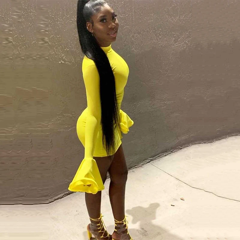 Модное осеннее повседневное облегающее короткое платье OMSJ с воротником-стойкой