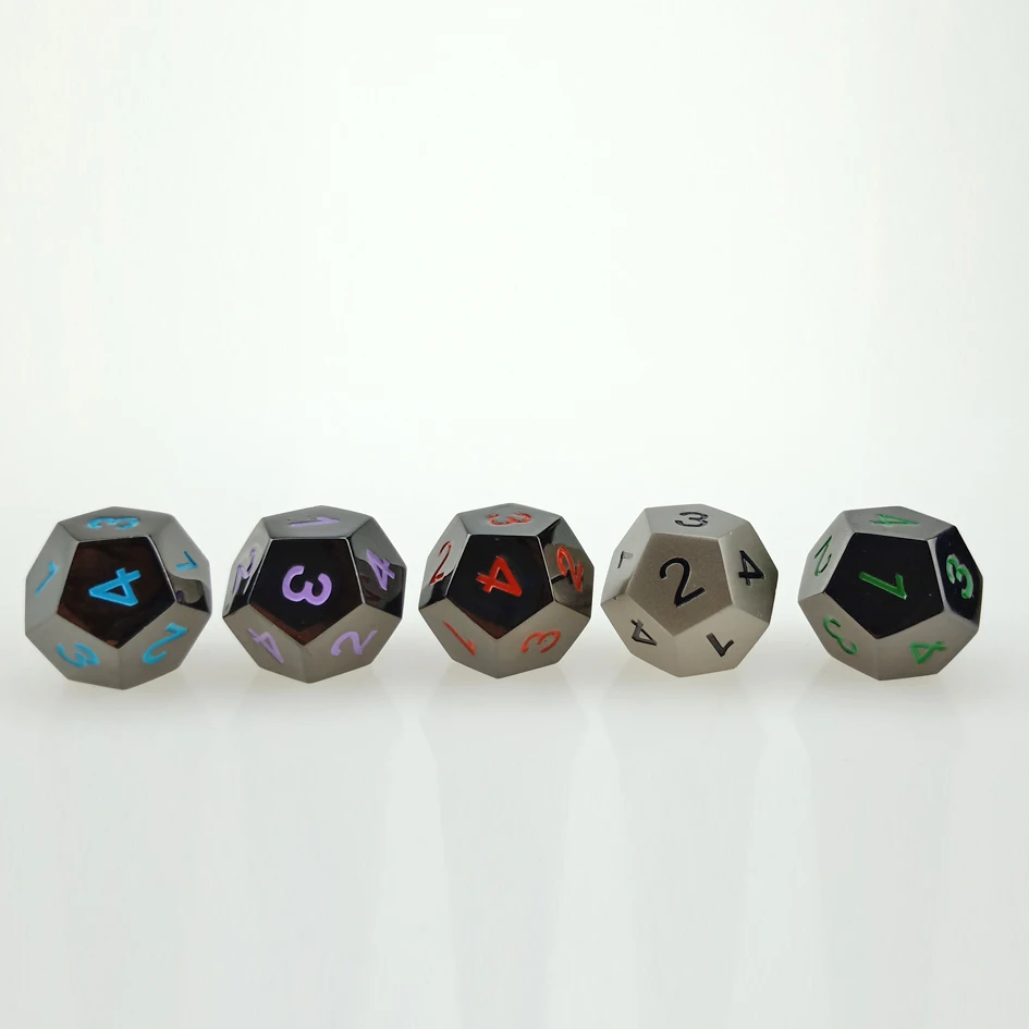 Специальный металлический игральник Rollooo 12 сторонний D4 с маркировкой 1 4